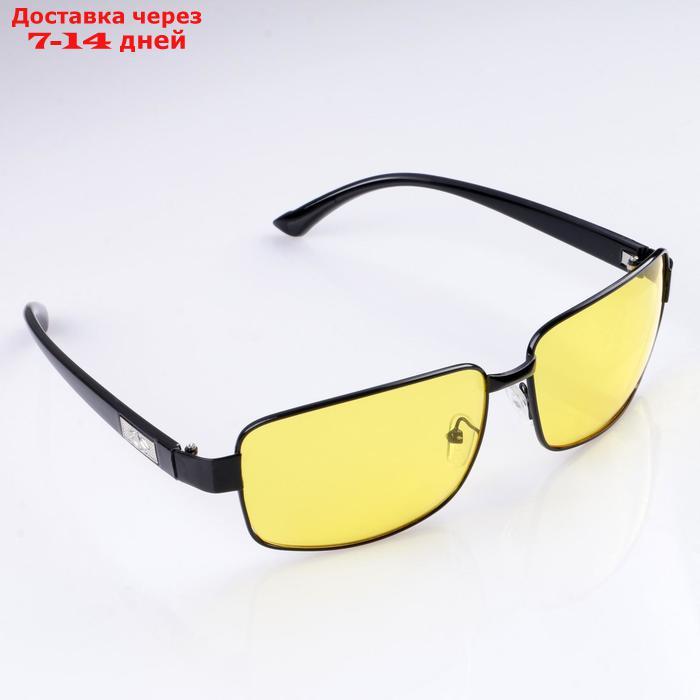 Очки солнцезащитные водительские, линза жёлтая, дужки чёрные узкие, микс вставка 15х4х4,5 см - фото 2 - id-p226934331