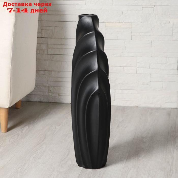 Ваза керамика напольная "Волны" 7х58 см, чёрный - фото 2 - id-p226970413