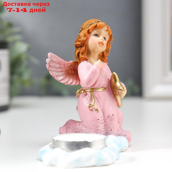 Сувенир полистоун подсвечник со свечой "Девочка-ангел в розовом платье" 9х12х5,2 см - фото 2 - id-p226970427