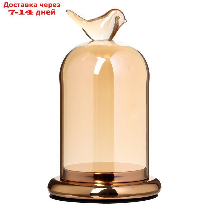 Подсвечник стекло на 1 свечу "Колба с кристаллом" серебристая дымка 20,6х12,5х12,5 см - фото 4 - id-p226970435