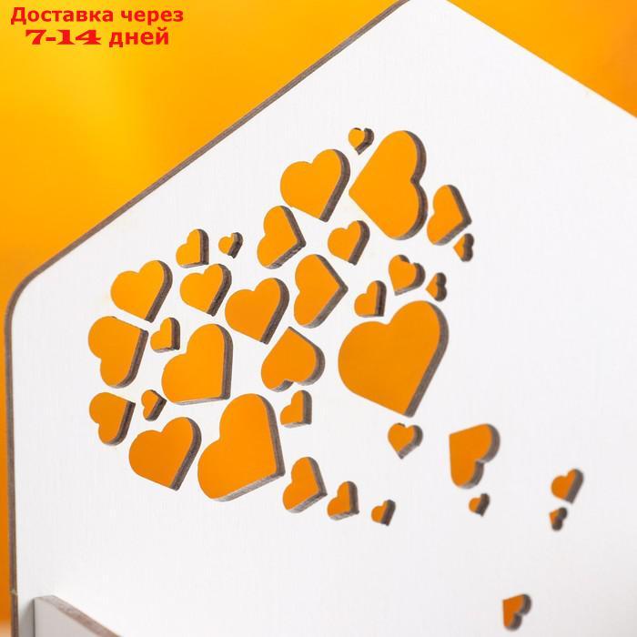 Кашпо деревянное "Конверт Облако сердец", белый, 16×6.8×18.5 см - фото 4 - id-p226970443