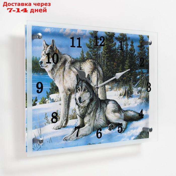 Часы настенные прямоугольные "Волки в Зимнем Лесу", 25х35 см - фото 2 - id-p226963455
