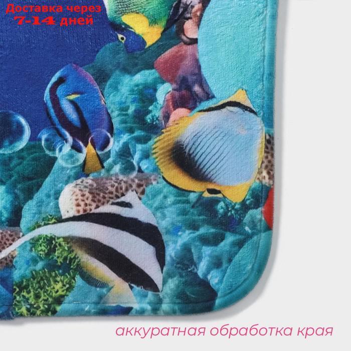 Набор ковриков для ванны и туалета "Морской мир", 2 шт: 40×50, 50×80 см - фото 3 - id-p227097154