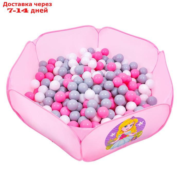 Шарики для сухого бассейна с рисунком, диаметр шара 7,5 см, набор 60 штук, цвет розовый, белый, серый - фото 1 - id-p226948031