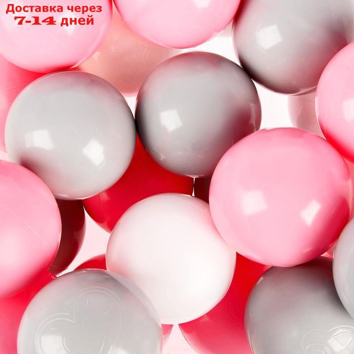 Шарики для сухого бассейна с рисунком, диаметр шара 7,5 см, набор 150 штук, цвет розовый, белый, серый - фото 2 - id-p226948039
