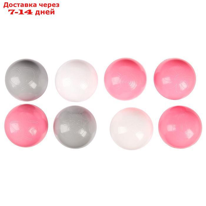 Шарики для сухого бассейна с рисунком, диаметр шара 7,5 см, набор 150 штук, цвет розовый, белый, серый - фото 3 - id-p226948039