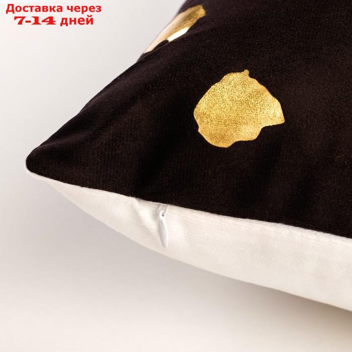 Подушка декоративная Этель "Горошек чёрный", 40х40 см, велюр, 100% п/э - фото 2 - id-p227098880