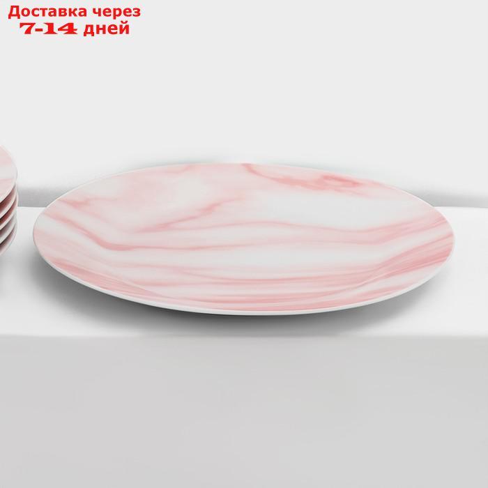 Сервиз столовый Доляна "Мрамор",24 предмета: тарелки 19/21×3,5/24 см, чайная пара 200 мл, цвет розовый - фото 10 - id-p227019017