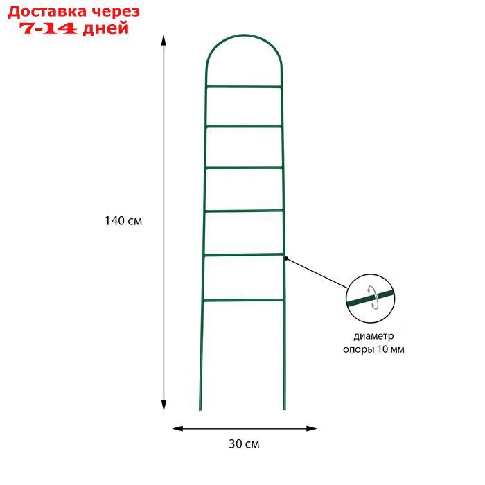 Шпалера, 140 × 30 × 1 см, металл, зелёная, "Лестница"