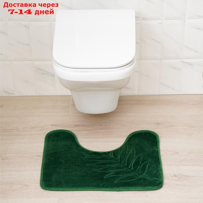 Набор ковриков для ванны и туалета Доляна "Тропики", 2 шт: 40×50, 50×80 см, цвет хаки - фото 2 - id-p227097196