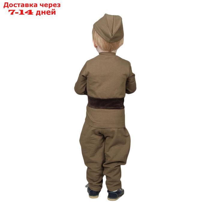Костюм военного для мальчика: гимнастёрка, галифе, пилотка, трикотаж, хлопок 100%, рост 98 см, 1,5-3 года - фото 2 - id-p227098900