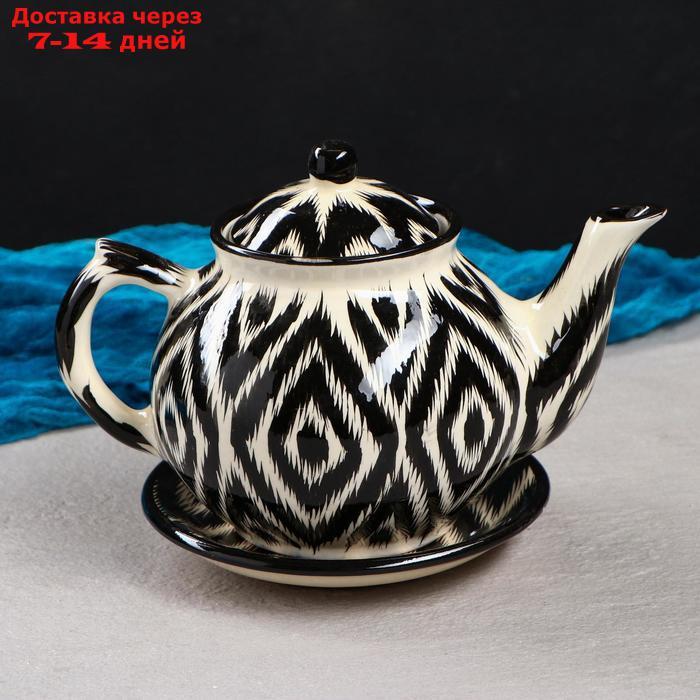 Набор чайный Атлас черный, 9 предметов (чайник-0,8л,пиалы- 0,3) - фото 4 - id-p227019032