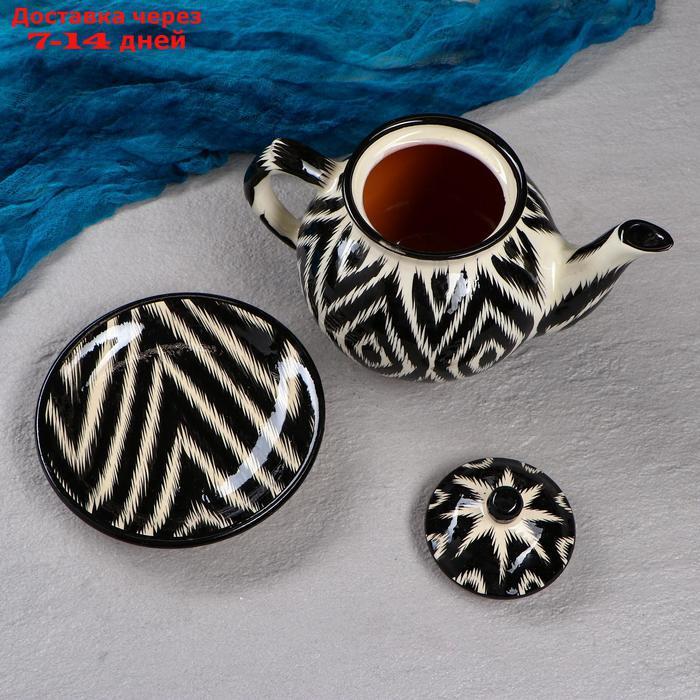 Набор чайный Атлас черный, 9 предметов (чайник-0,8л,пиалы- 0,3) - фото 5 - id-p227019032