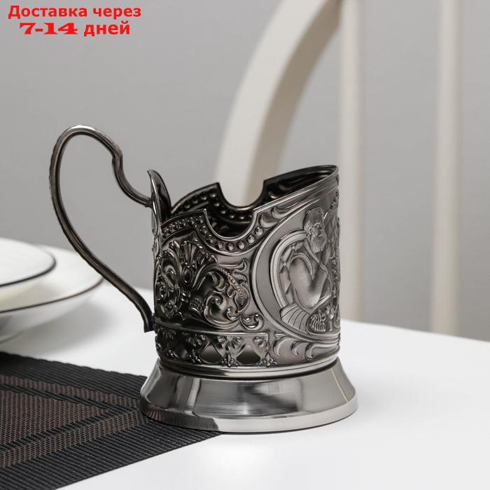 Подстаканник "Русское чаепитие", никелированный, с чернением - фото 2 - id-p227019043
