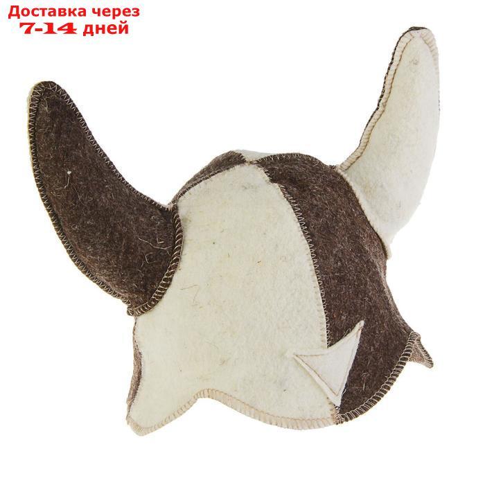 Колпак для бани шапка "Шлем викинга", войлок, комбинированная - фото 3 - id-p227100548