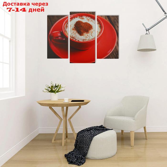 Картина модульная на подрамнике "Кофе в красной кружке" 2шт-25,5*50,5,30,5*60см , 60х100 см - фото 2 - id-p226963784