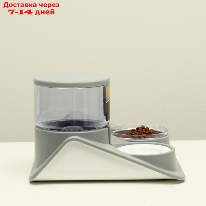 Комплекс для кормления с автопоилкой и съёмной миской, бело-серый - фото 2 - id-p227102351