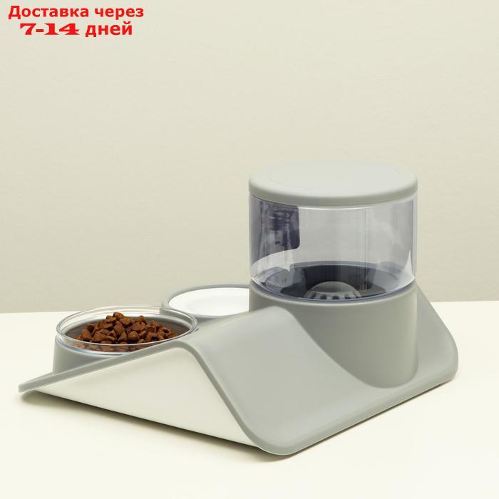 Комплекс для кормления с автопоилкой и съёмной миской, бело-серый - фото 4 - id-p227102351