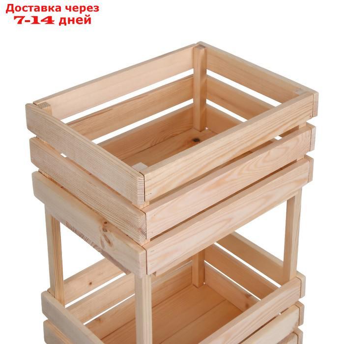 Ящик для овощей, 30 × 40 × 100 см, деревянный, трехуровневый - фото 3 - id-p227095572