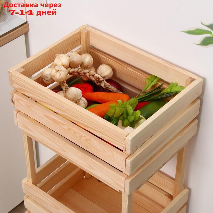 Ящик для овощей, 30 × 40 × 100 см, деревянный, трехуровневый - фото 6 - id-p227095572