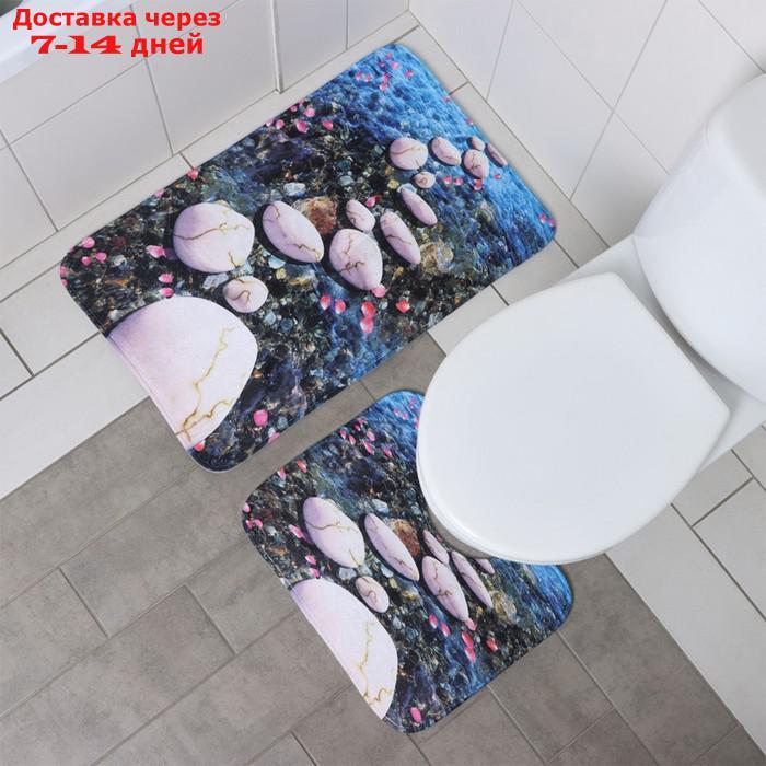 Набор ковриков для ванны и туалета Доляна "Галька", 2 шт 79×50, 50×39 см - фото 4 - id-p227097293