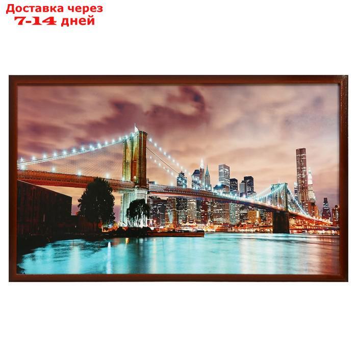 Картина "Ночной мост" 67х107 см рамка МИКС