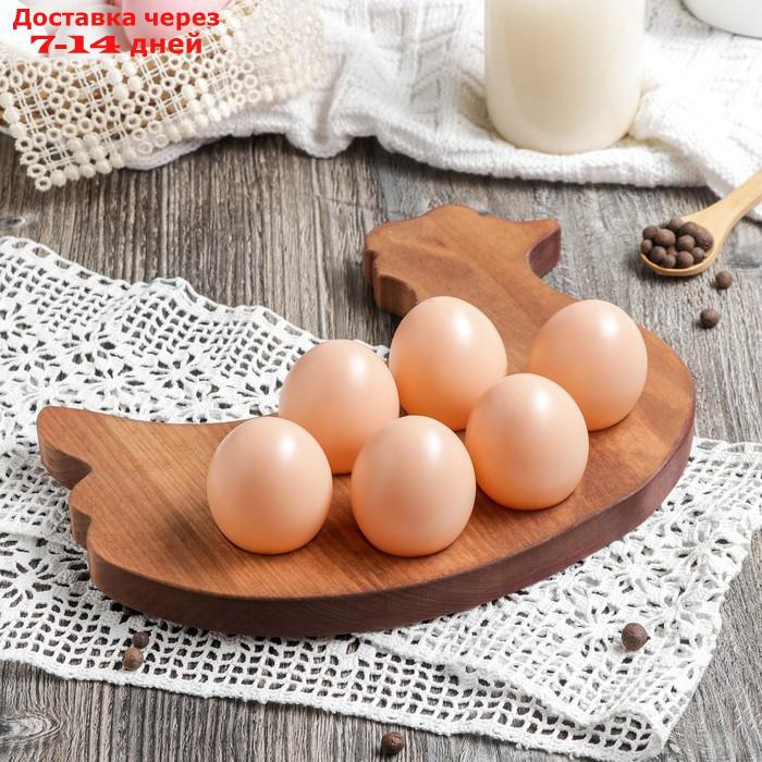Подставка для пасхальных яиц "Ряба", 6 отделений, 20х25х1.8 см. массив березы - фото 1 - id-p227108261