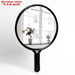Зеркало с ручкой, d зеркальной поверхности 24,5 см, цвет чёрный