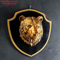 Панно "Голова медведя" бронза, щит черный 40см