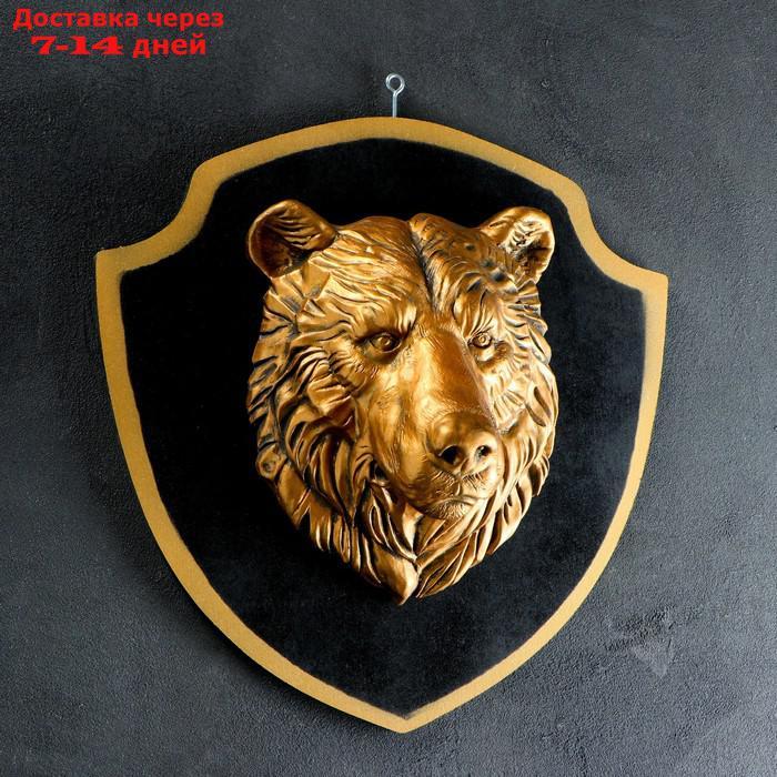 Панно "Голова медведя" бронза, щит черный 40см - фото 1 - id-p226964065