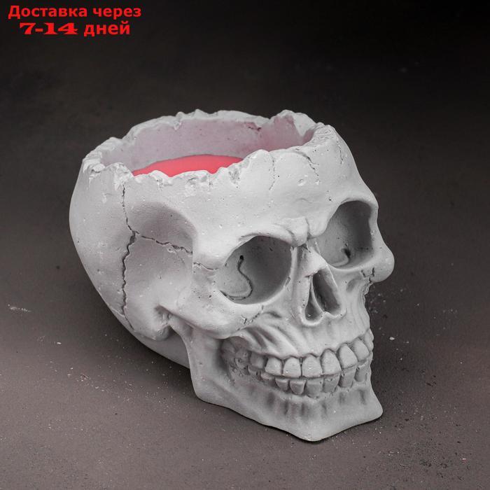 Свеча фигурная ароматическая в бетоне "Череп", красный - фото 1 - id-p227098959