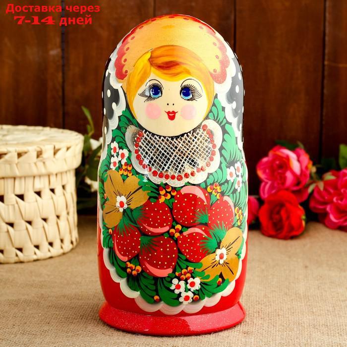 Матрёшка "Хохлома", красное платье, 10 кукольная, 26 см - фото 3 - id-p226949366