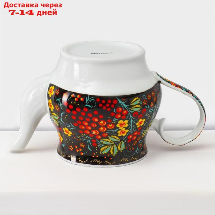 Сервиз чайный Доляна "хохлома",13 предметов: чайник 1 л, 6 чашек 210 мл, 6 блюдец, на подставке - фото 6 - id-p227106269