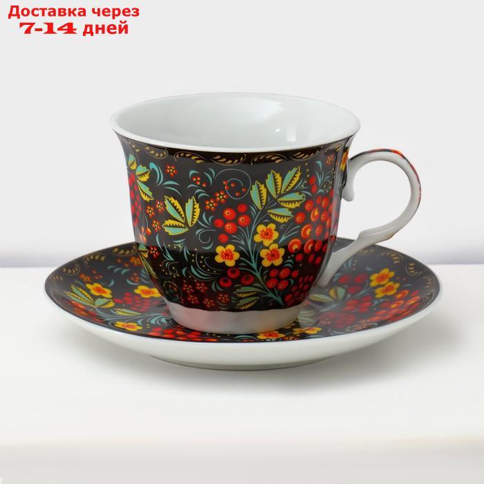 Сервиз чайный Доляна "хохлома",13 предметов: чайник 1 л, 6 чашек 210 мл, 6 блюдец, на подставке - фото 7 - id-p227106269