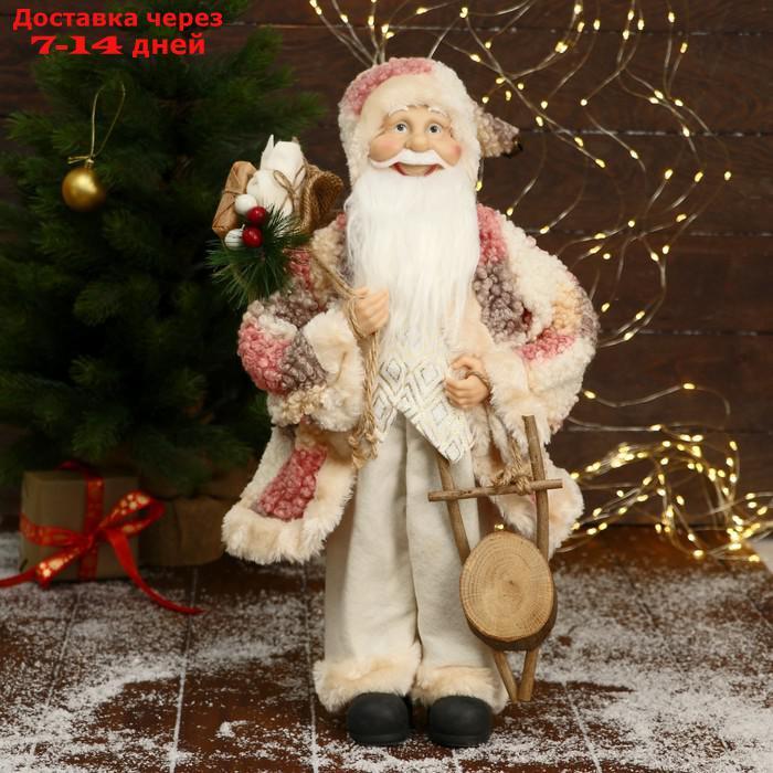Дед Мороз "В клетчатой шубе, кофте ромбик, с подарками" 25х45 см - фото 1 - id-p227106275
