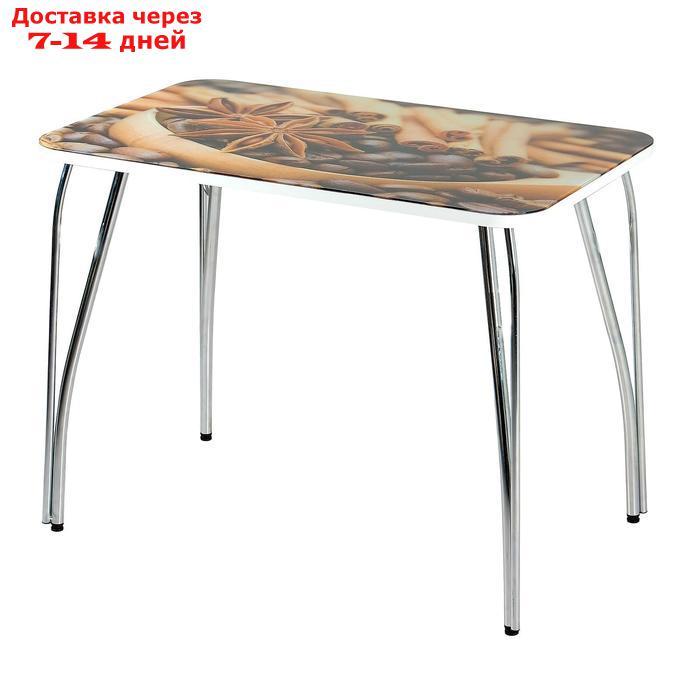 Стол прямоугольный с фотопечатью Кофе-4 1000х600х757 столешница стеклянная - фото 3 - id-p227099043