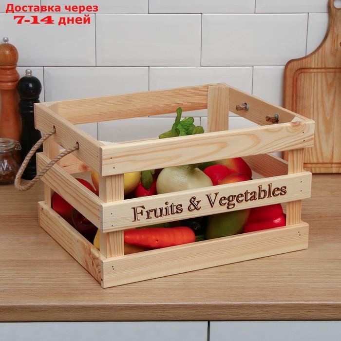 Ящик для овощей и фруктов, 40 × 30 × 30 см, деревянный - фото 6 - id-p227110158