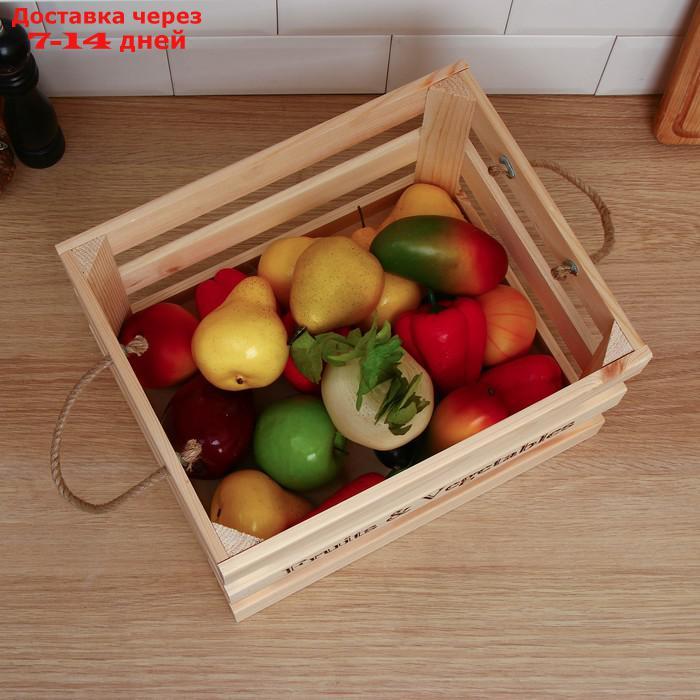 Ящик для овощей и фруктов, 40 × 30 × 30 см, деревянный - фото 7 - id-p227110158