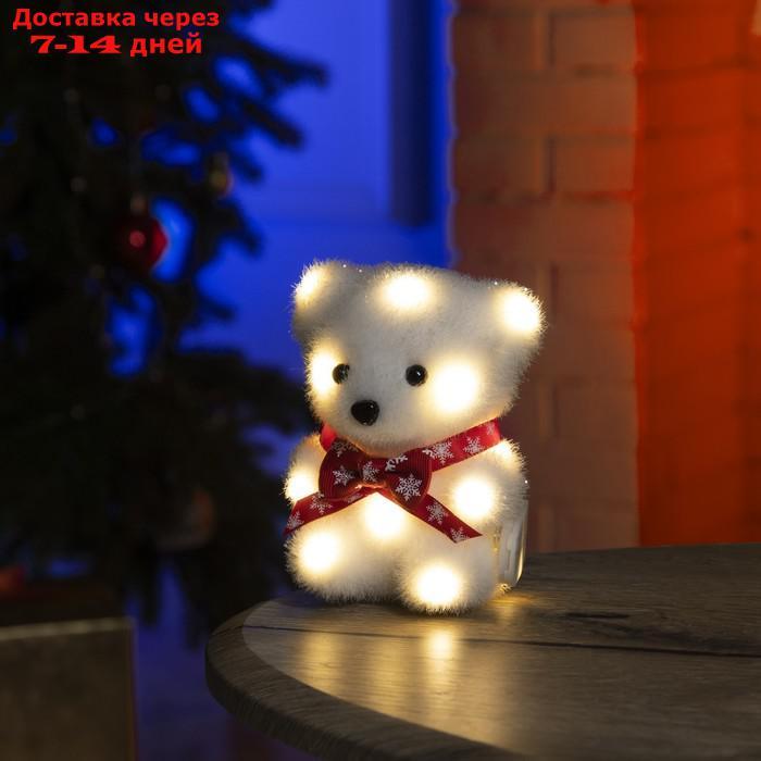 Фигура световая "Медведь в бабочке", 13 LED, 12х9х8 см, фиксинг, от батар., Т/БЕЛЫЙ - фото 1 - id-p227009113