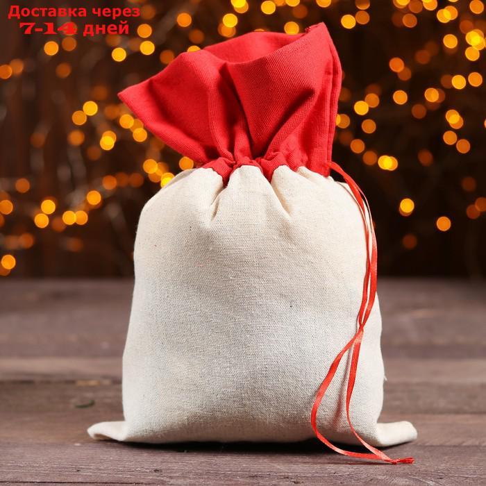 Мешок для подарков "Снеговичок и снежинки" на завязках, 29 х 22 см - фото 2 - id-p227102476