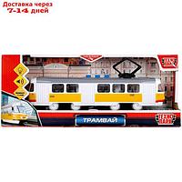 Модель "Трамвай", 21,5 см, 3 кноп, свет-звук, инерц, желт. TRAMOLD-22PL-WHYE