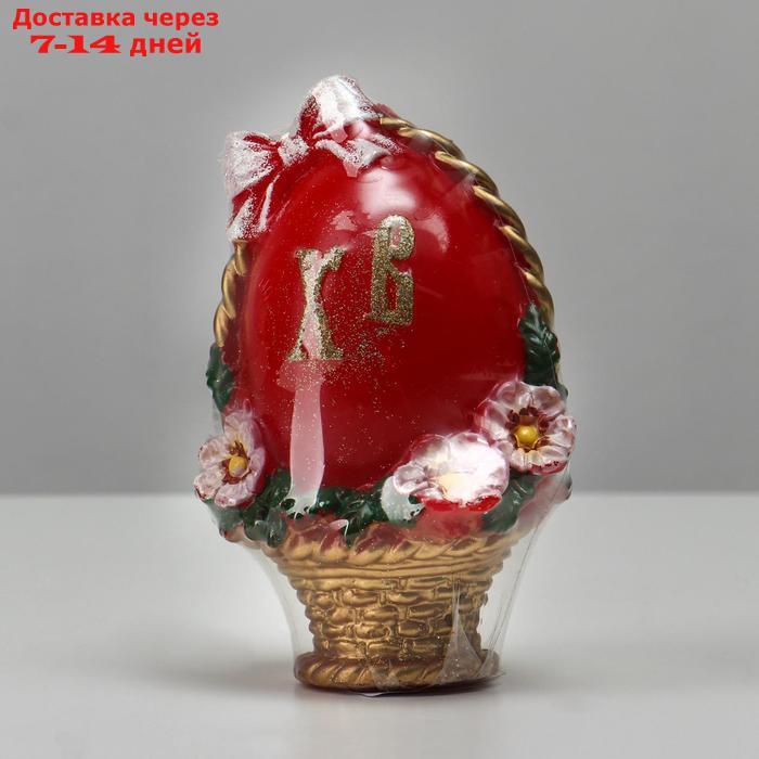 Свеча фигурная большая "Пасхальное яйцо в корзинке", 9,5х14,5 см, 220 гр - фото 2 - id-p226972637