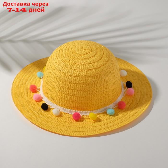 Шляпа с бомбошками для девочки MINAKU, цвет жёлтый, размер 50 - фото 1 - id-p226951650