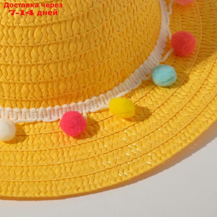 Шляпа с бомбошками для девочки MINAKU, цвет жёлтый, размер 50 - фото 2 - id-p226951650