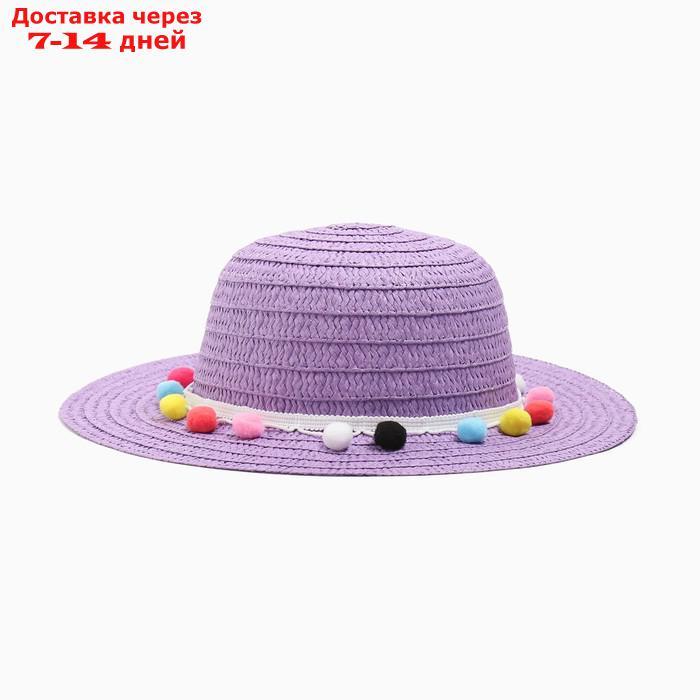 Шляпа с бомбошками для девочки MINAKU, цвет фиолетовый, размер 50 - фото 1 - id-p226951652