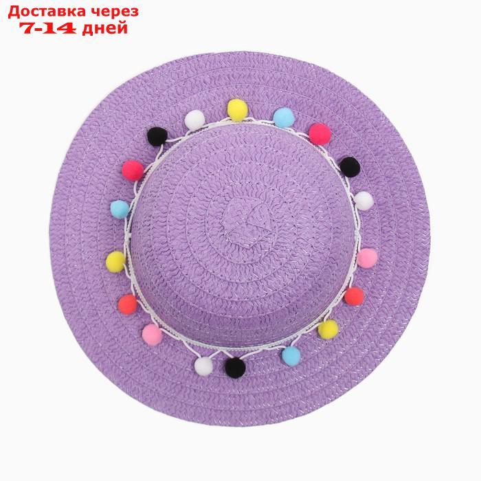 Шляпа с бомбошками для девочки MINAKU, цвет фиолетовый, размер 50 - фото 2 - id-p226951652