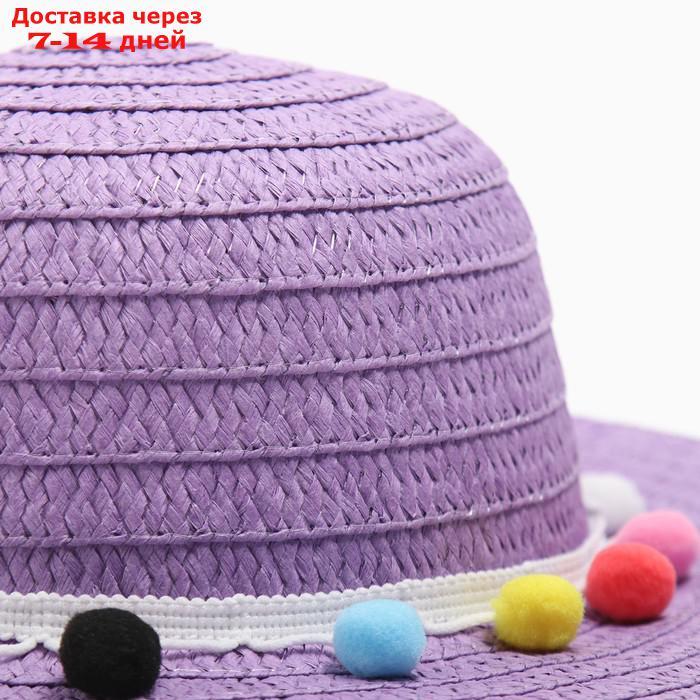 Шляпа с бомбошками для девочки MINAKU, цвет фиолетовый, размер 50 - фото 3 - id-p226951652