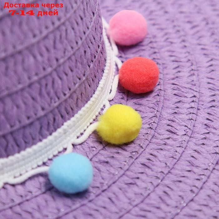 Шляпа с бомбошками для девочки MINAKU, цвет фиолетовый, размер 50 - фото 4 - id-p226951652