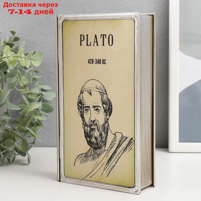 Шкатулка-книга металл, стекло "Платон" 20х12х4 см - фото 2 - id-p227116374