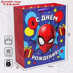 Пакет ламинат вертикальный "С Днем рождения", Человек-паук, 40х49х19 см